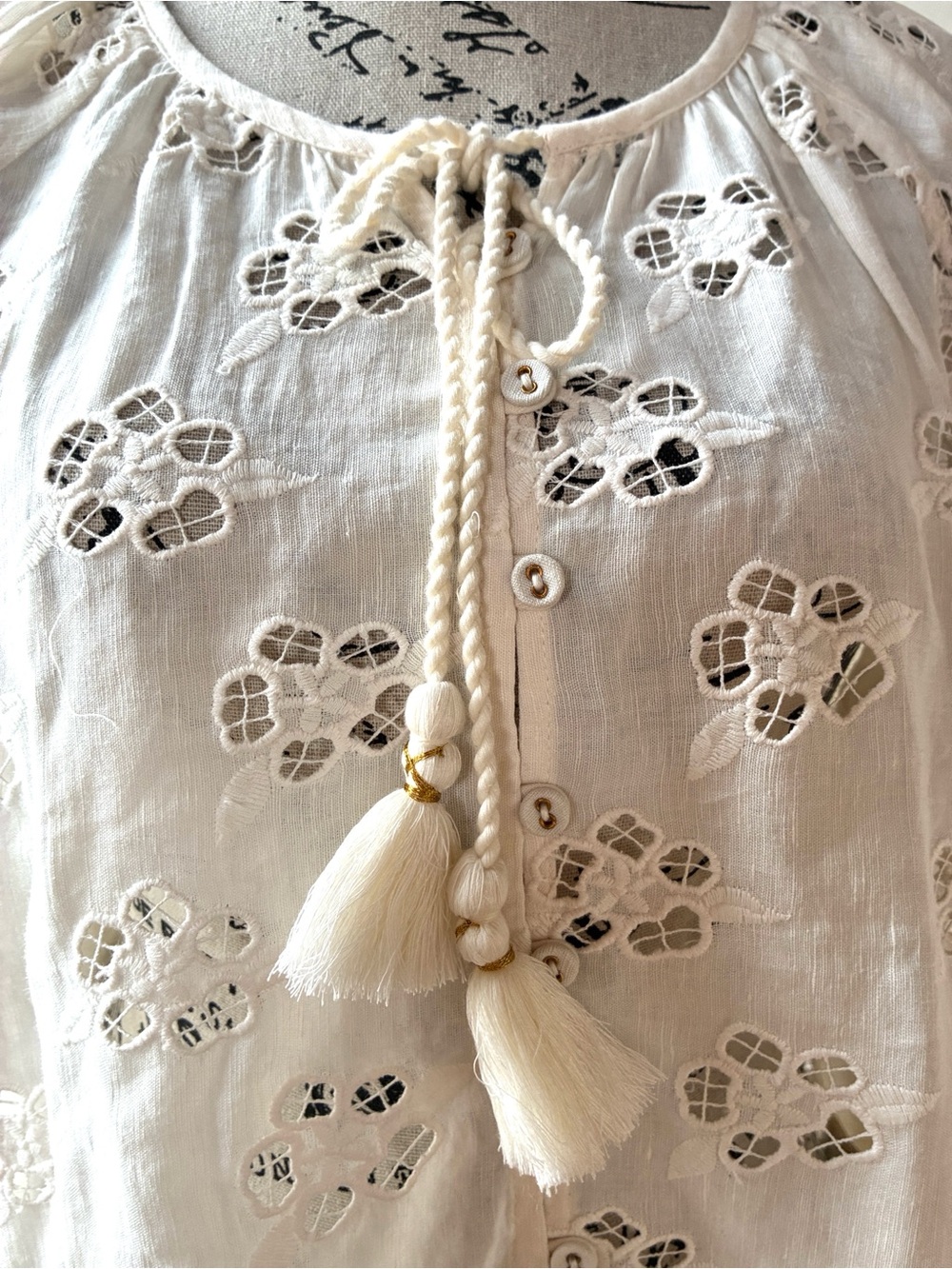 NWT Spell Organic Cotton Love Note Broderie Blouse in Star White size Large - Picture 7 of 14